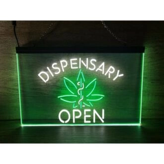 Dispensary Open Dual LED Neon Sign for Retail and Wellness Spaces