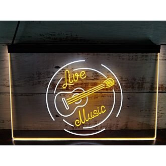 Live Music Guitar Band Dual LED Neon Sign for Music Lovers