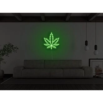 Neonschild mit Hanfblatt für Cannabis-Enthusiasten und entspannende Räume.