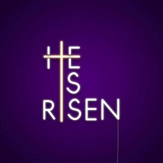 He Is Risen Neon Sign for Religious and Easter Themes