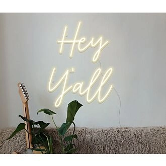 Hey Y'all Neon Sign for Welcoming and Southern Spaces