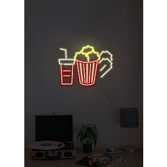 Filmabend Popcorn Neonschild für Heimkinos und Filmfans