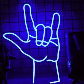 Rock-Handzeichen-Neonschild für Musikliebhaber