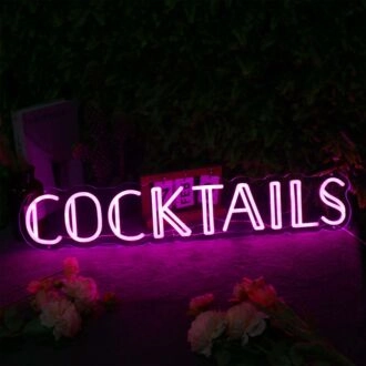 Cocktails Pink Neon Sign for Bars and Social Spaces