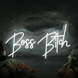 Boss Bitch White Neon Sign for Empowering and Bold Spaces