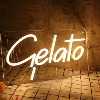 Gelato Yellow Neon Sign for Ice Cream and Dessert Shops