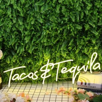 Tacos And Tequila Yellow Neon Sign for Fun and Social Spaces