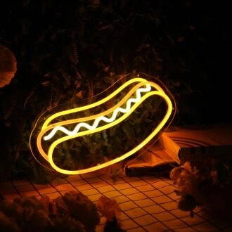 Hot-Dog-Neonschild nach Maß für Feinschmecker und Restaurants.
