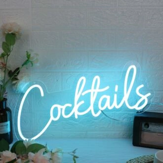 Cocktails Blue Neon Sign for Bars and Social Spaces