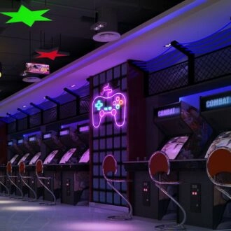 Neonschild für Spielekonsolen in Gaming- und Spaßbereichen.