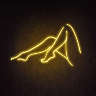 Neon-Schild mit weiblicher Beinsilhouette für künstlerische und stilvolle Dekoration.