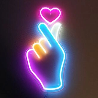 Finger Heart Neon Sign for cute and loving spaces