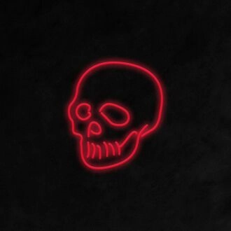Schädel-Neonschild, ideal für edgy und Halloween-Themen-Dekoration.