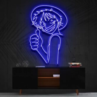 Strohhut Luffy Ein Stück Neonschild für Anime-Liebhaber.
