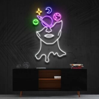 Galaxie Gehirn Mehrfarbiges Neonschild für kosmische Themenräume