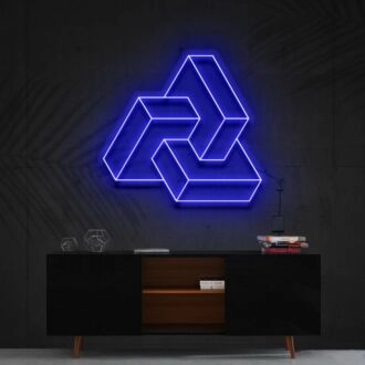 Neonschild mit ineinandergreifenden Boxen für Liebhaber geometrischer Kunst.