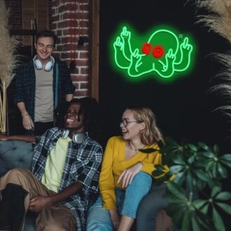 Grüner Oktopus mit roten Augen Neonlicht Kinderzimmer Spaß