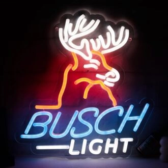 Orange Moose Busch Light Bar Neon Sign Rustic Bar