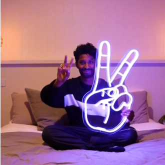 Friedenshand-Symbol Neonzeichen