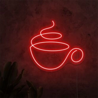 Verschönern Sie Ihr Café oder Ihre Küche mit dem Coffee LED Neon-Design von Sketch and Etch Us - Perfekt für Wohnkultur oder Coffeeshops.