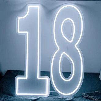 Celebrate Milestones in Style with the Customized LED Neon Light Number 18 Birthday LED Neon Sign for Home, Bar, and Sweet Eighteen Parties.