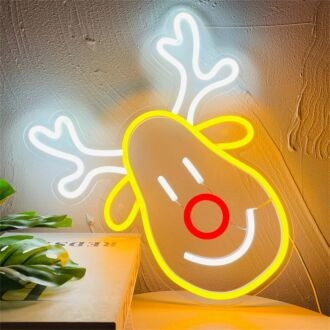 Erhellen Sie Ihren Raum: Elchkopf-LED-Neonlampe für Heimdekor, Büros, Bars und Hochzeiten.