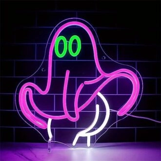 Vergeistern Sie Ihren Raum: Lustiges Geister-LED-Neon-Schild Halloween Niedlich Boo LED-Neon-Schild für Zuhause, Bars und Halloween-Partys.