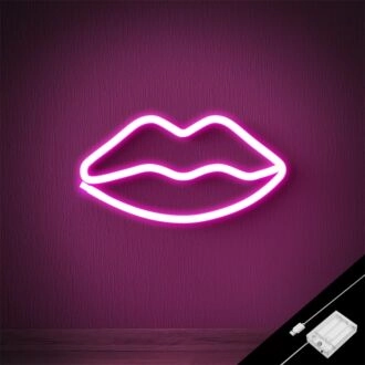 Beleuchten Sie Ihre Bar, Ihr Schlafzimmer oder Ihren Beauty-Bereich mit dem Girl Lip Pink LED Neonzeichen auf.