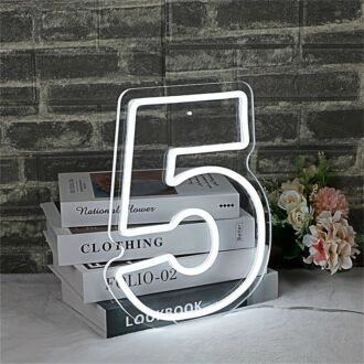 Brighten Your Special Milestone: LED Neon Birthday Number 5 LED Neon Sign for Home Celebrations, Anniversaries, and Theme Parties.