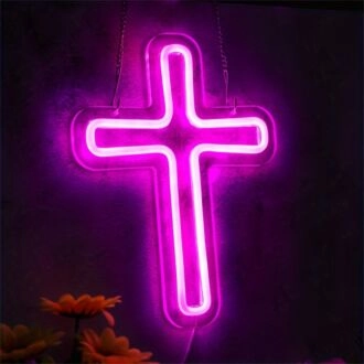 Erheben Sie Ihren Raum mit dem Cross LED-Neonschild - Perfekt für Hochzeiten, Bars und gemütliche Wohnumgebungen.