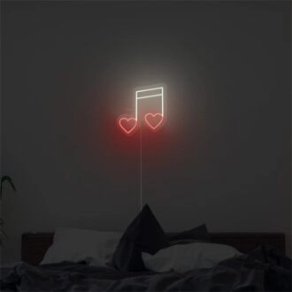 Schaffen Sie die perfekte Stimmung für Ihr Geschäft, Ihre Bar oder Ihre musikthemenbasierte Hochzeit mit dem „Note With Heart“ Musical LED-Neonschild.