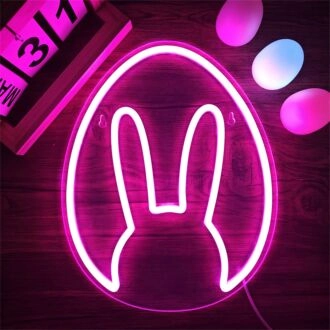 Beleuchten Sie Ihren Raum: Perfekt für Wohnkultur, Bars und Feiern mit dem LED-Neonschild Kaninchen-Ei.