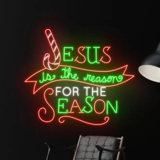 Brighten Your Holidays: Jesus Is The Reason For The Season Led Neon Sign for Home Decor, Office Festivities, and Church Events