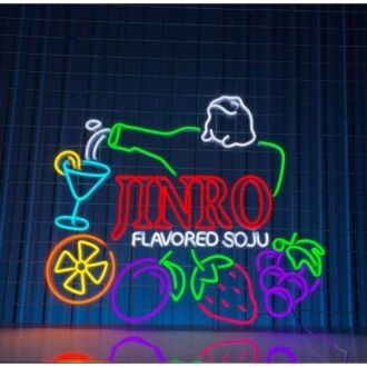 Brighten Up Your Bar, Man Cave, or Party Venue with the Colorful Jinro Flavored Soju Logo Led Neon Sign - The Ultimate Accent for Soju Lovers Everywhere