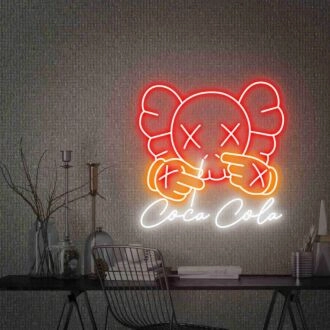 Brighten Up Your Space: Kaws Drink Coca Cola Led Neon Sign Kaw Wall Art for Perfect Home Decor, Office Vibes, and Bar Ambiance.