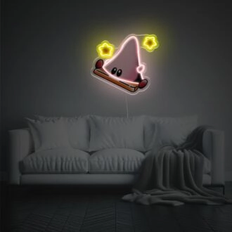 Brighten Your Space: Kirby With Stars LED Neon Acrylic Artwork for Home Decor, Bars, and Celebratory Events.