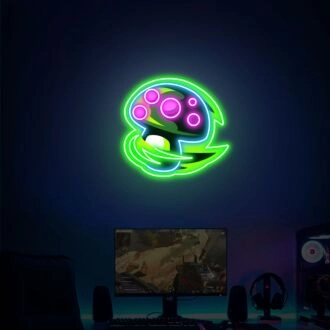 Brighten Your Gaming Room or Bar: League Of Legends Captain Teemo Poisonous Mushroom UV Neon Sign Adds Vibrant Flair to Any Space.