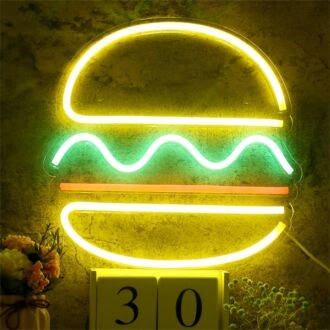 Brighten Your Space: From Trendy Home Decor to Lively Bar Atmospheres with LED Neon Sign Hamburger Shaped Night Lights
