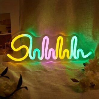 Brighten Your Bar, Office, or Home Decor with the Unique LED Shhhh Shaped Neon Sign for a Whisper of Style.