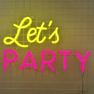 Lets Party Neon Sign for lively and fun party environments