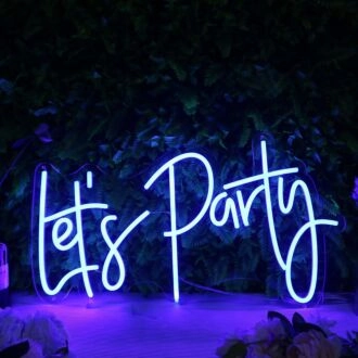 Lets Party Dark Blue Neon Sign