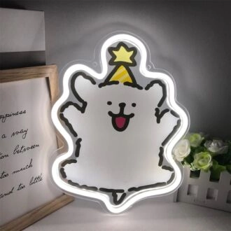 Brighten Up Your Child's Room or Nursery with the Adorable Line Puppy Maltese Cartoon Mini LED Neon Sign.