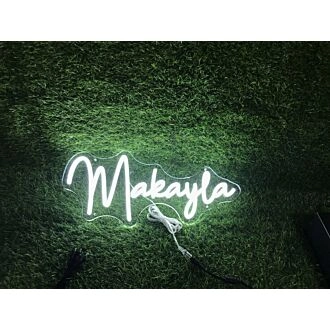 Brighten Your Spaces: Home, Office, or Store Ambience with Makayla White LED Neon Sign.