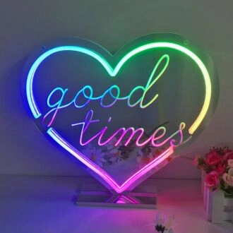 Goodtime Heart Colorful Mirror Neon Signs