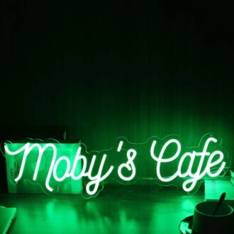Moby's Cafe Green Neon Sign