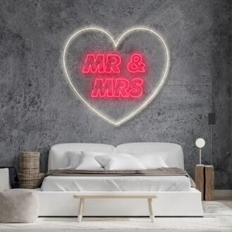 Mr and Mrs Inside Heart V2 Neon Sign