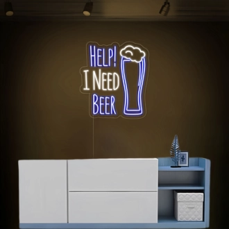 Customize Urgent HELP! I NEED BEER Neon Sign