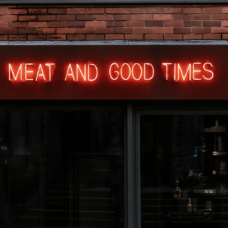 Grill Master's Delight: Meat and Good Times Neon Art to Elevate Your BBQ Experience