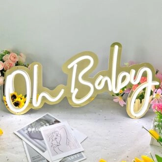 Oh Baby Gold Backsplash Neon Signs