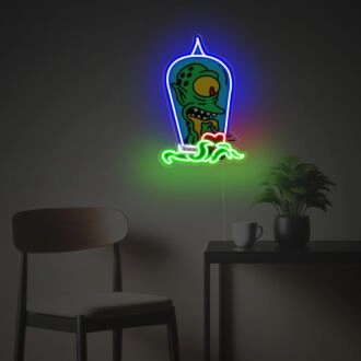 Brighten Up Your Space: One Eyed Alien With Red Heart LED Neon Acrylic Artwork - Perfect for Home Decor, Office Ambiance, and Unique Bar Settings